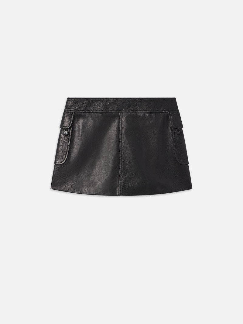 Leather Cargo Mini Skirt in Black 3