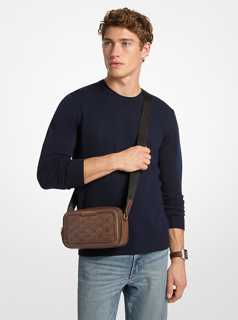 Hudson Logo Embossed Burnished Leather Crossbody Bag 3