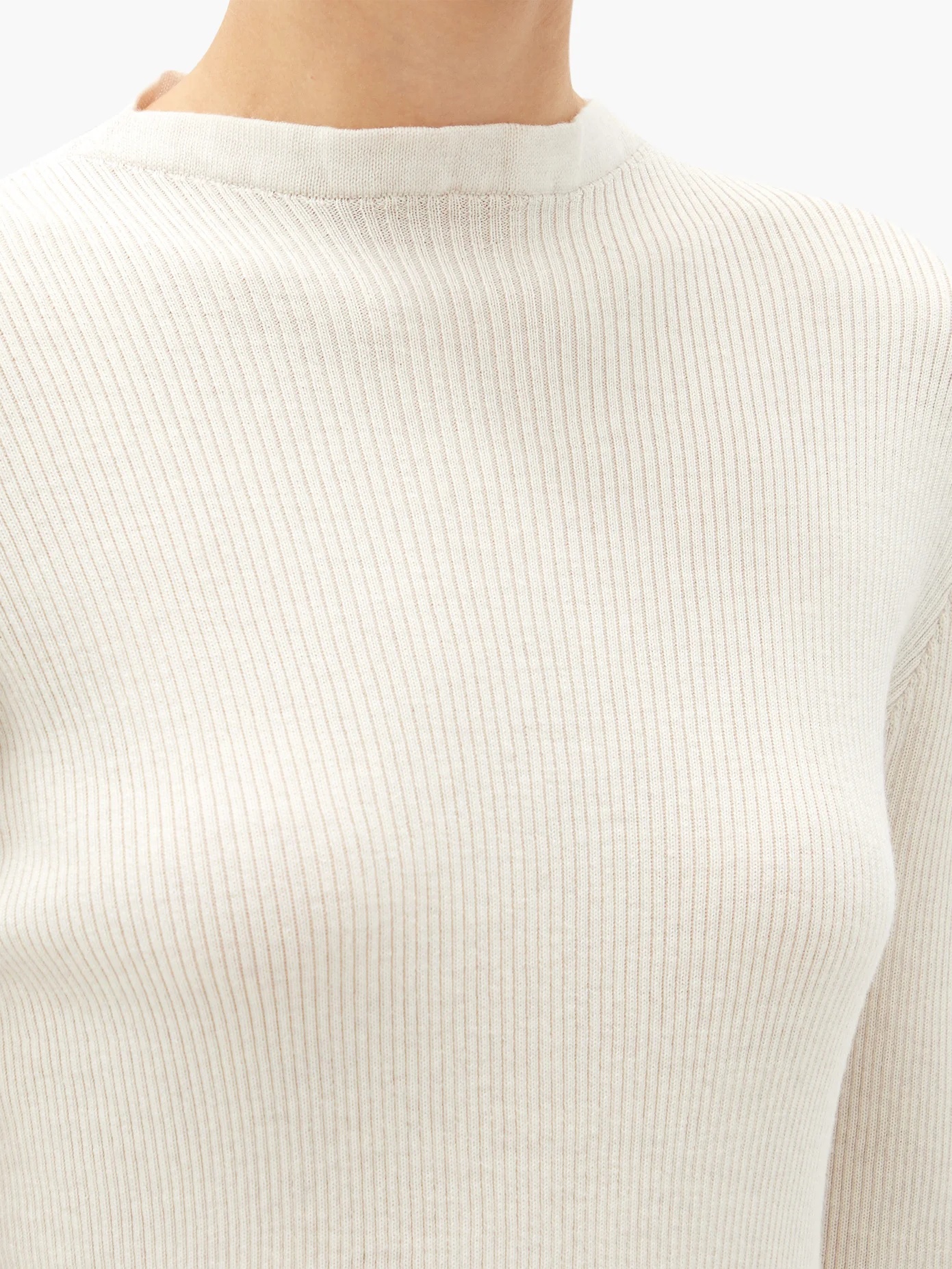 Ruffle-trim rib-knit merino wool sweater - 3