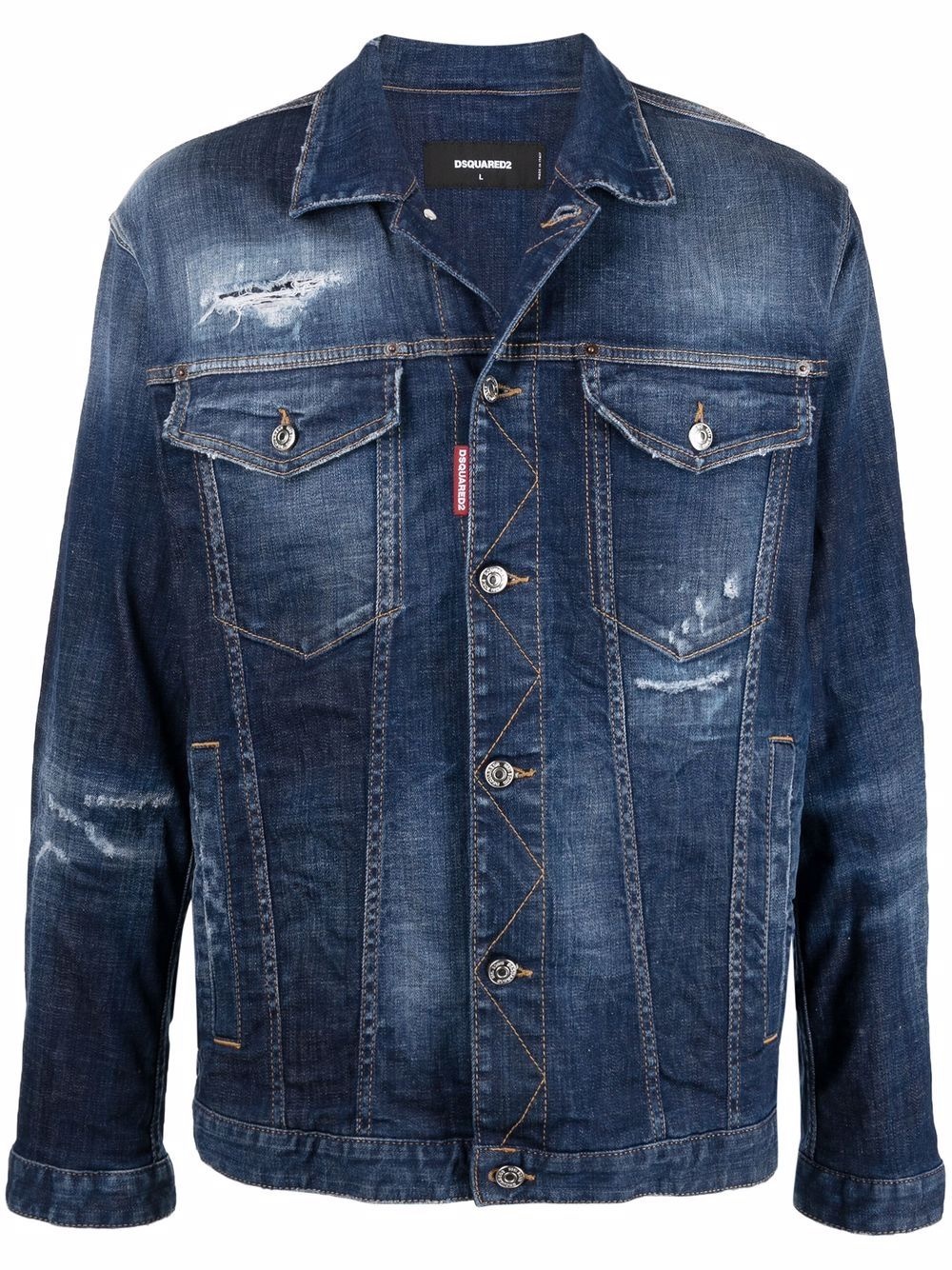 ripped-detailing denim jacket - 1