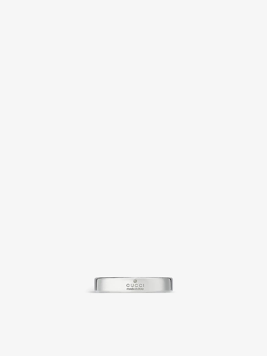Diagonal engraved-interlocking G sterling-silver ring - 3
