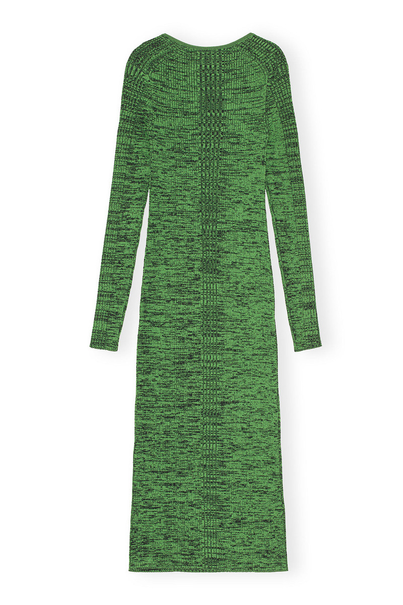 GANNI GREEN MELANGE KNIT DRESS outlook
