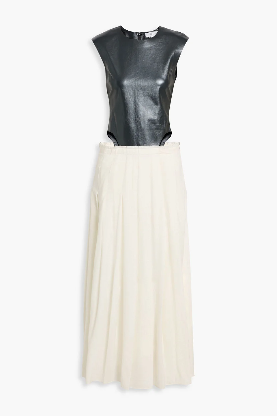 Mina metallic leather-paneled wool and cashmere-blend maxi dress - 1