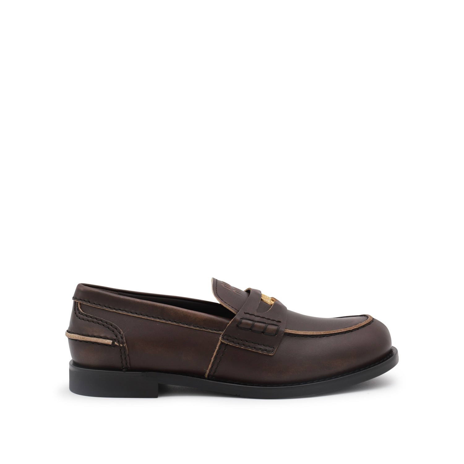 BROWN LEATHER LOAFERS - 1