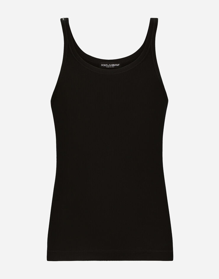 Dolce & Gabbana Fine-rib washed cotton singlet