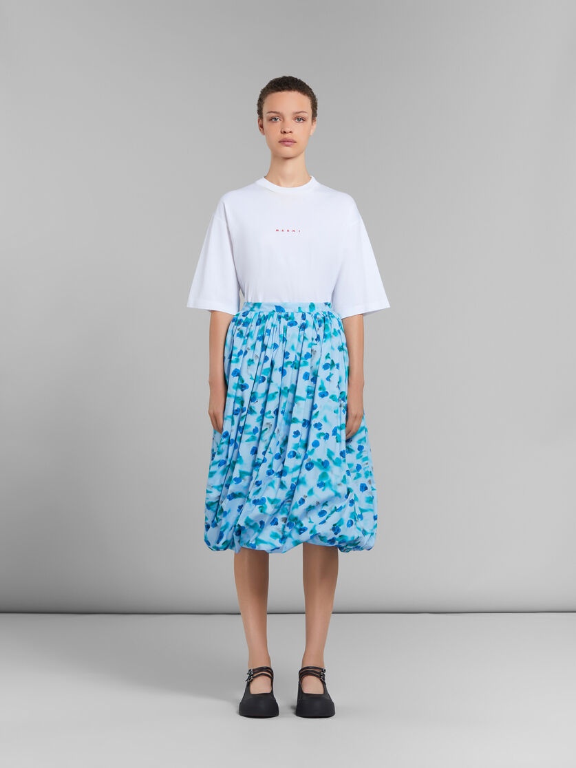 LIGHT BLUE POPLIN BALLOON MIDI SKIRT WITH REVERIE PRINT - 2