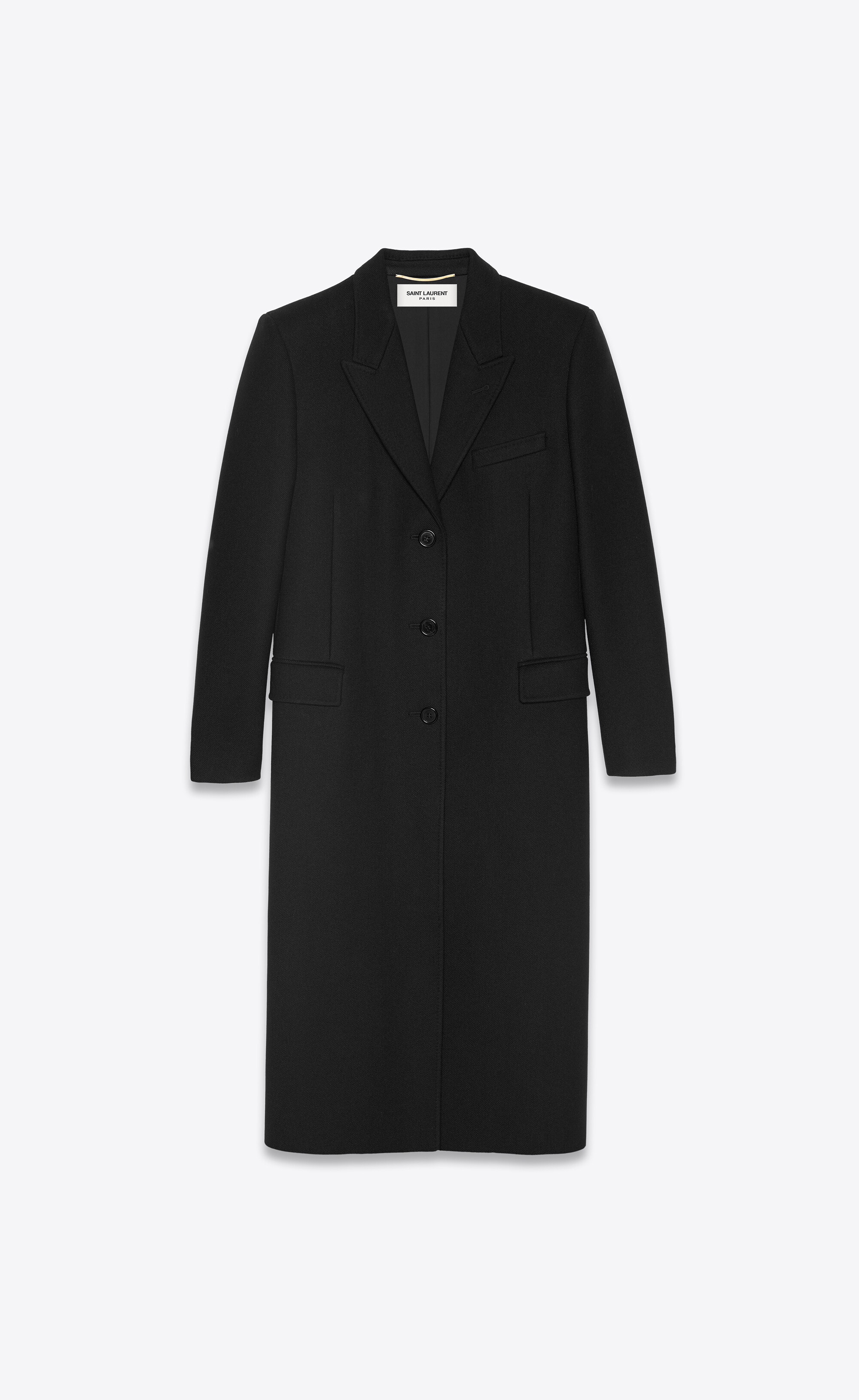 long buttoned coat in wool twill - 1