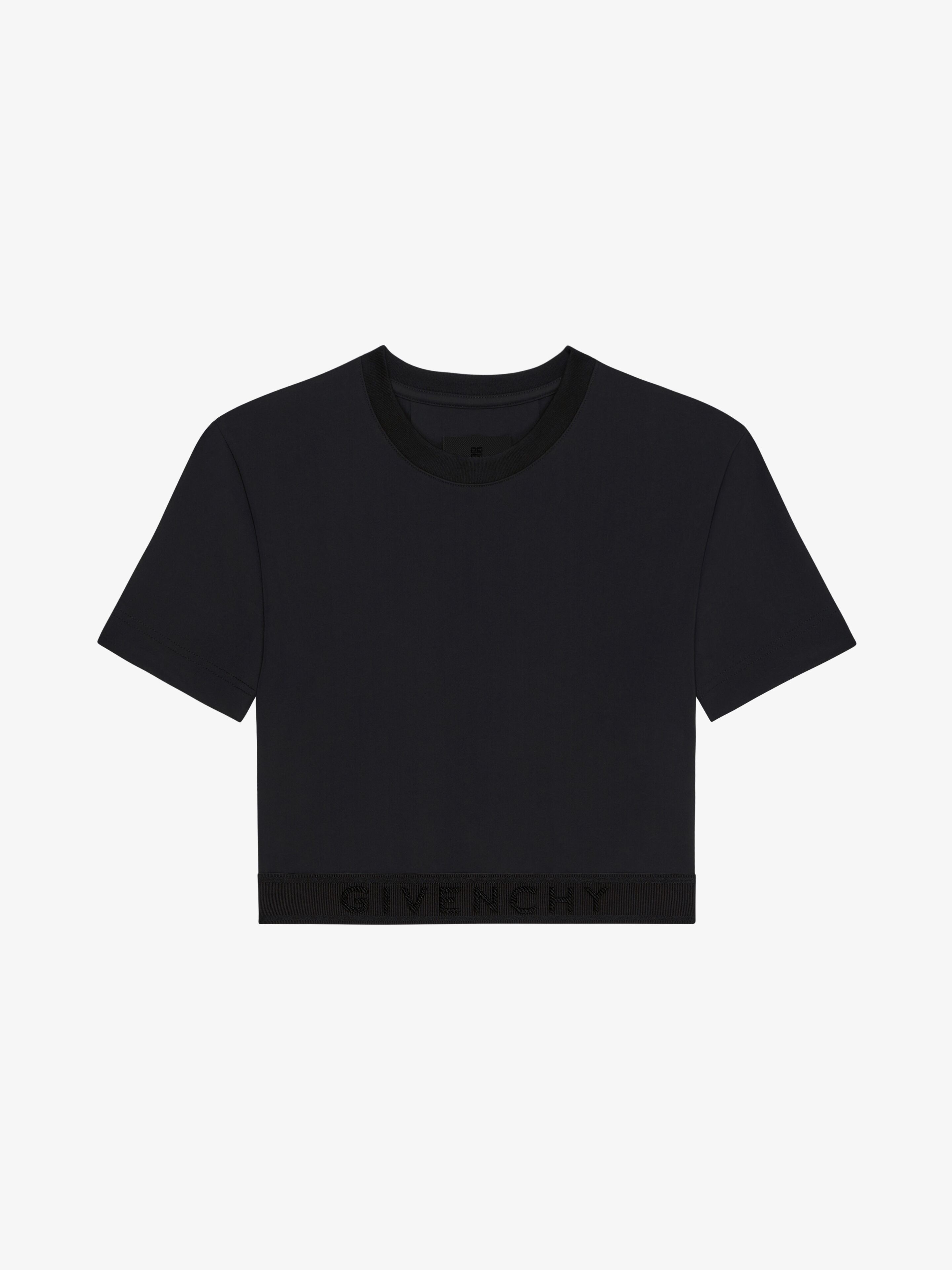CROPPED T-SHIRT IN JERSEY WITH GIVENCHY BAND - 1