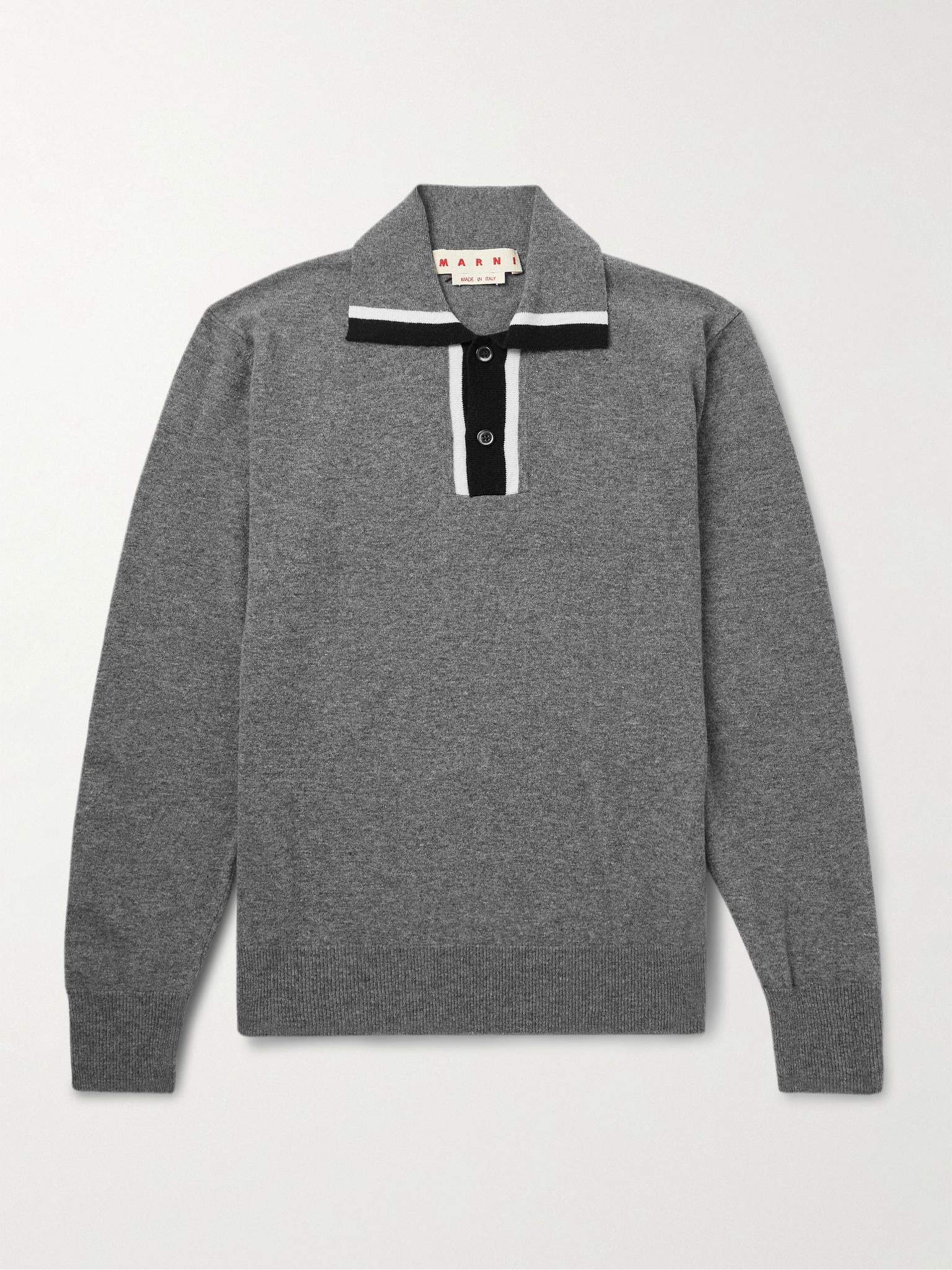 Logo-Embroidered Virgin Wool Polo Shirt Dark gray - 1