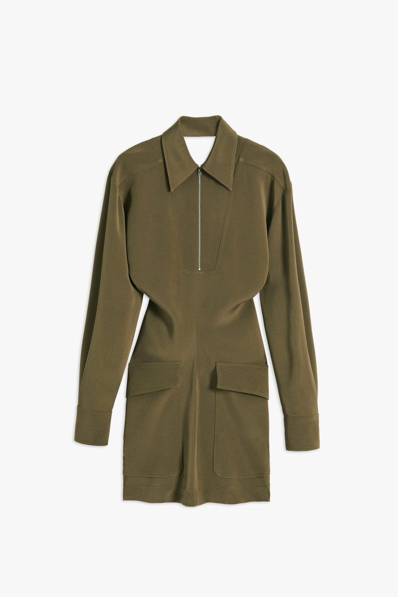 Anorak Mini Dress in Khaki 1