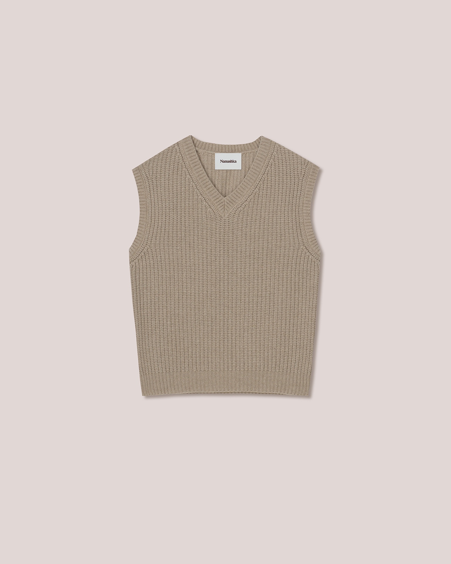 MALTHE - Cashmere v-neck vest - Clay - 5