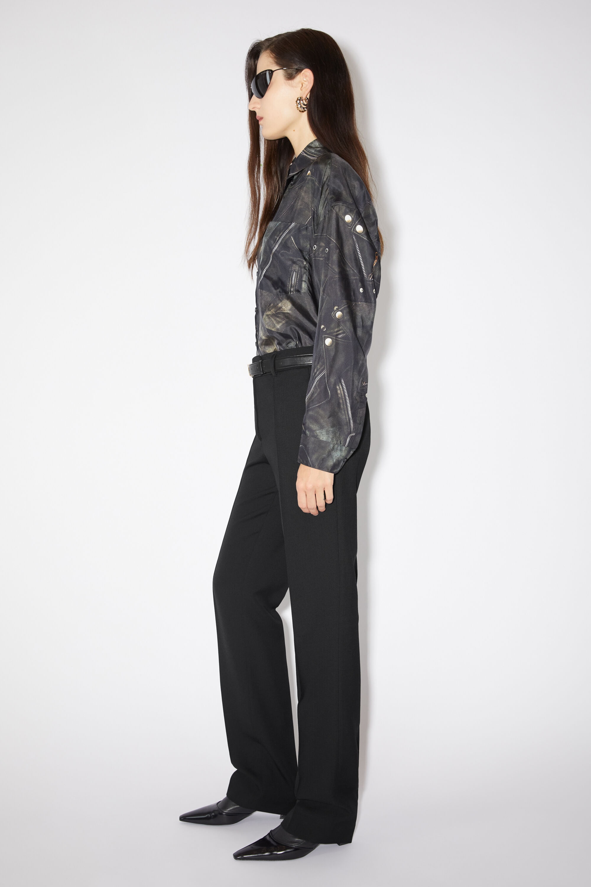 Narrow tailored trousers - Black - 4