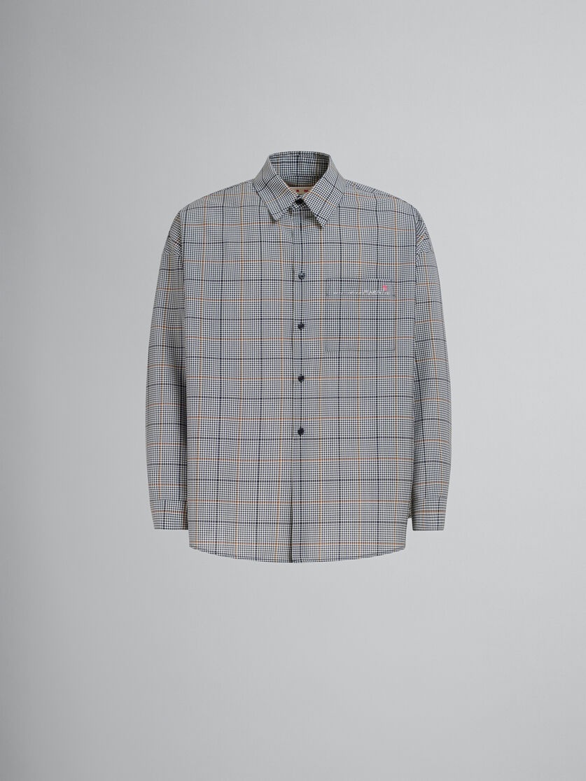 DEEP BLUE CHECKED TECH WOOL SHIRT - 1