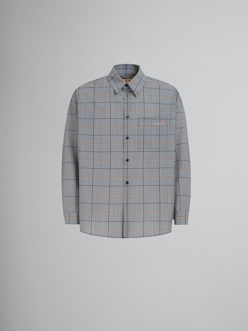 DEEP BLUE CHECKED TECH WOOL SHIRT 1