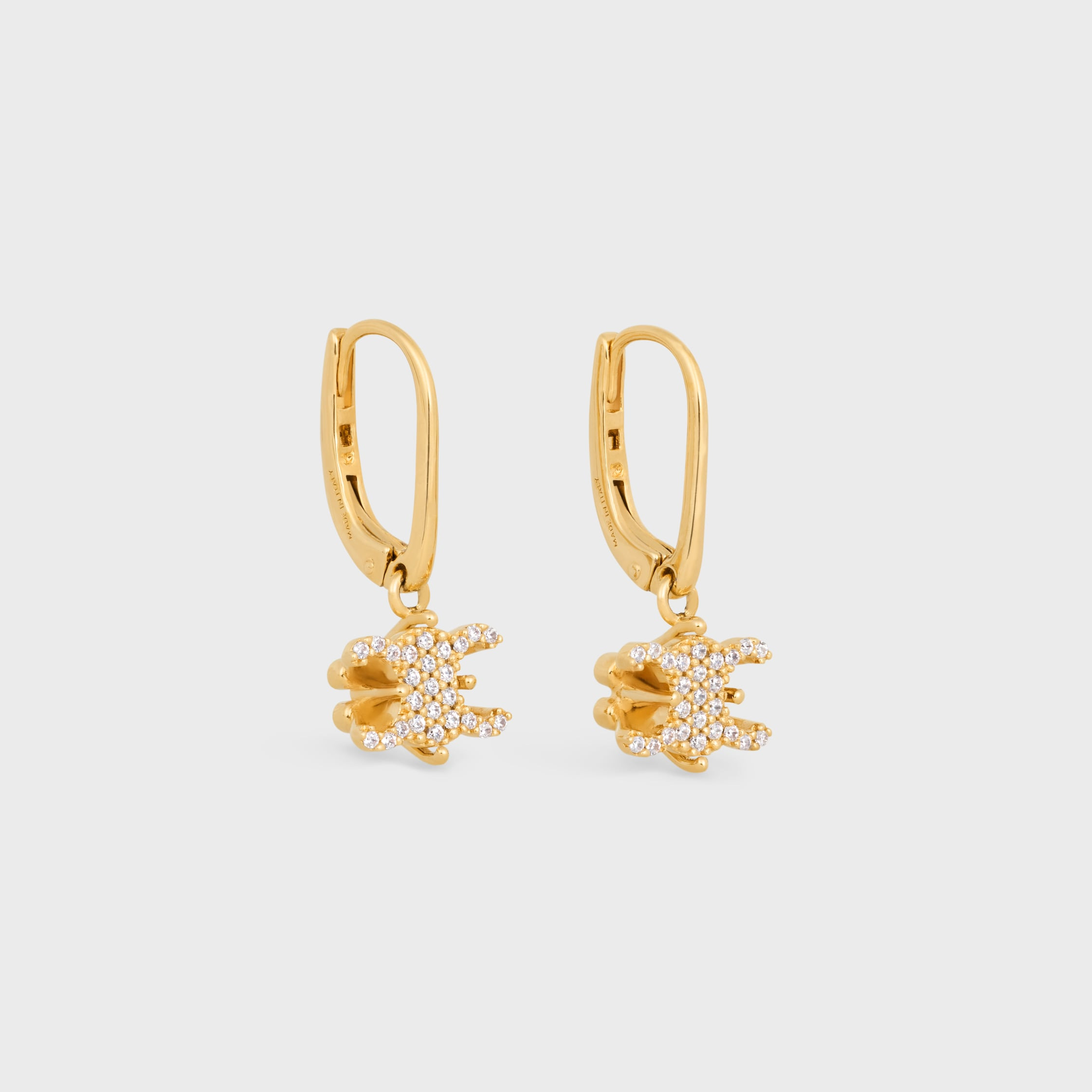 Triomphe Solitaire Sparkle Earrings in Strass and Brass with Gold Finish - 2