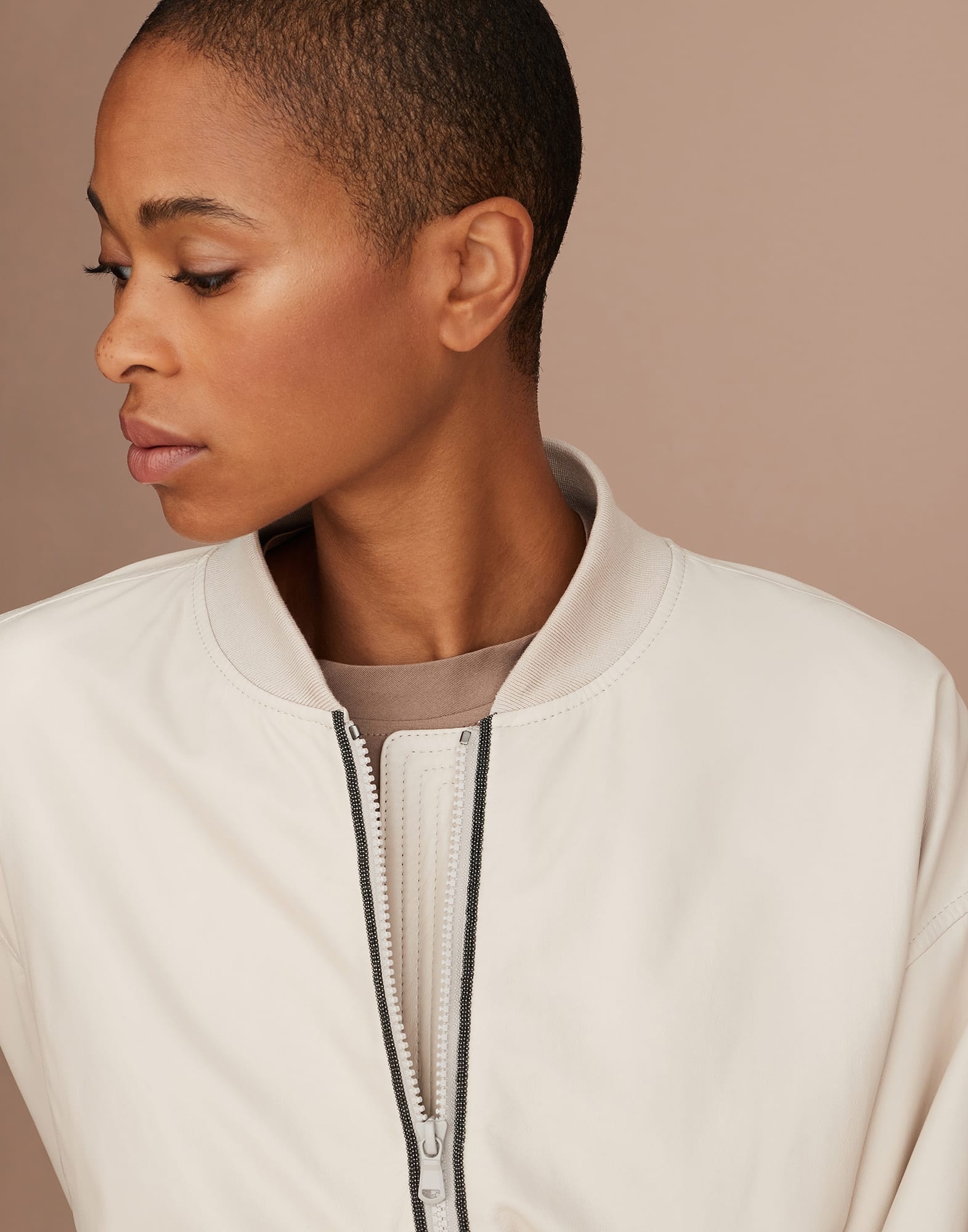 Brunello Cucinelli Nappa leather bomber jacket with shiny
