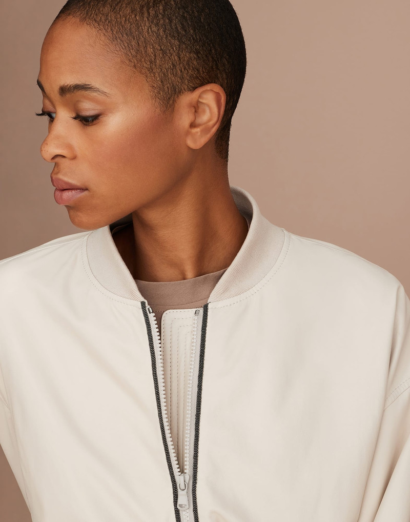 Nappa leather bomber jacket with shiny trims 3