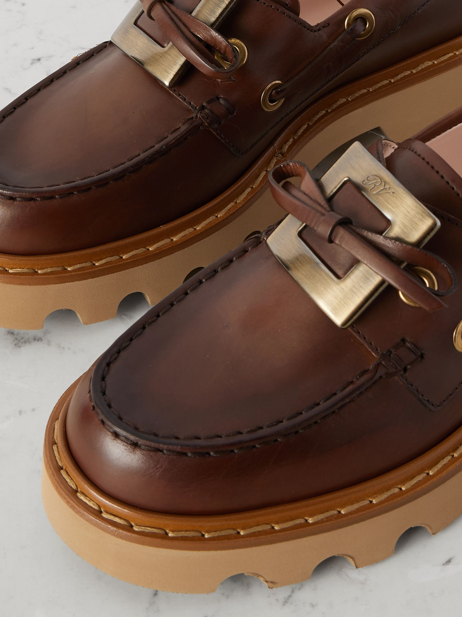 Viv Ranger buckled leather boat shoes Brown - 4