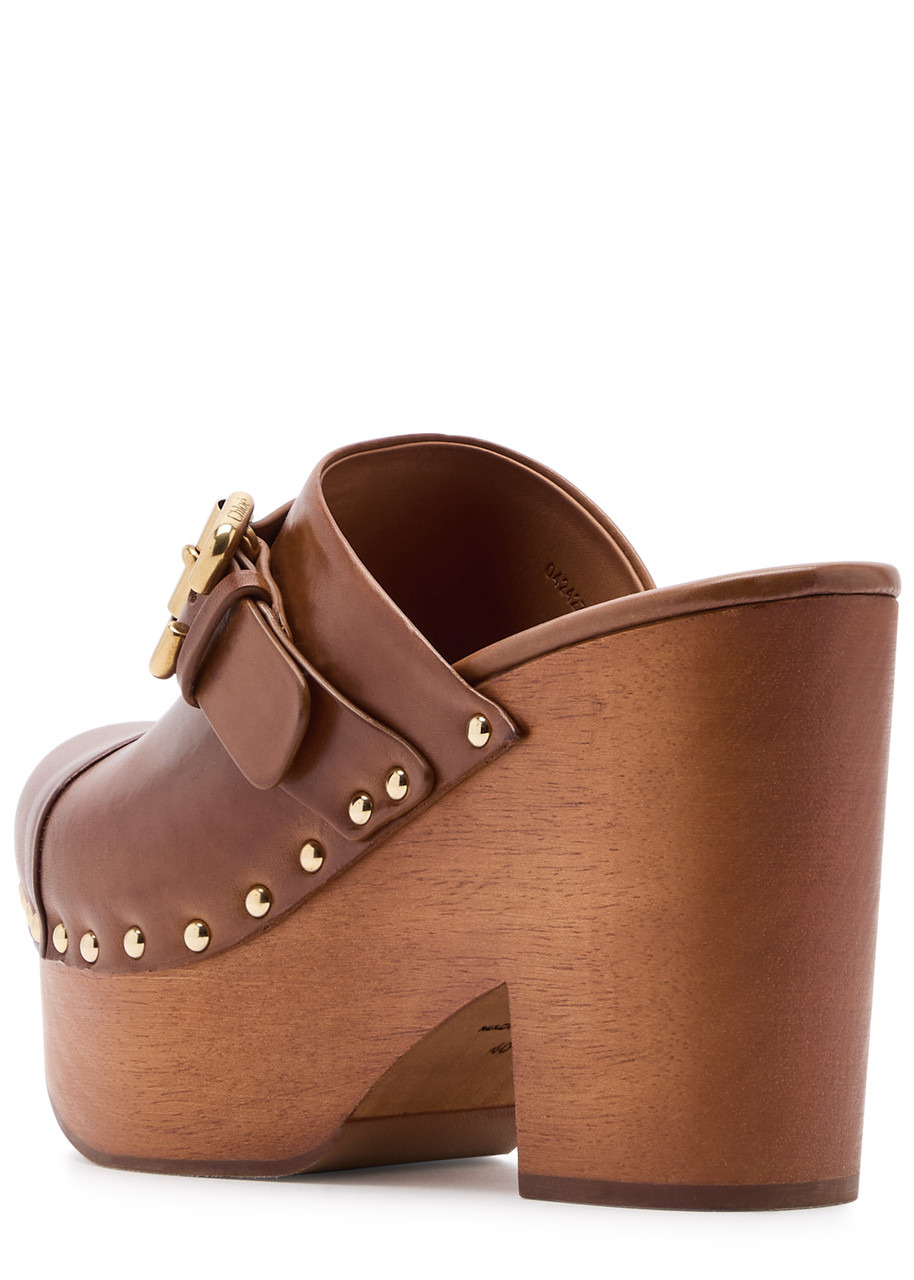 Chloe Jeannette 115 Leather Platform Clogs - 2