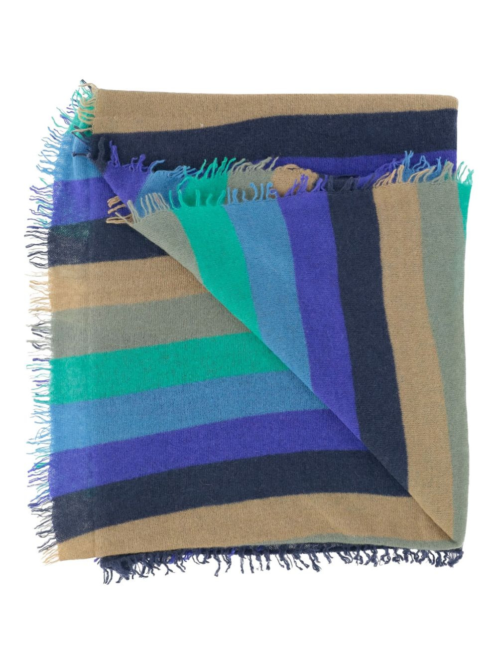 striped frayed-edge scarf - 2
