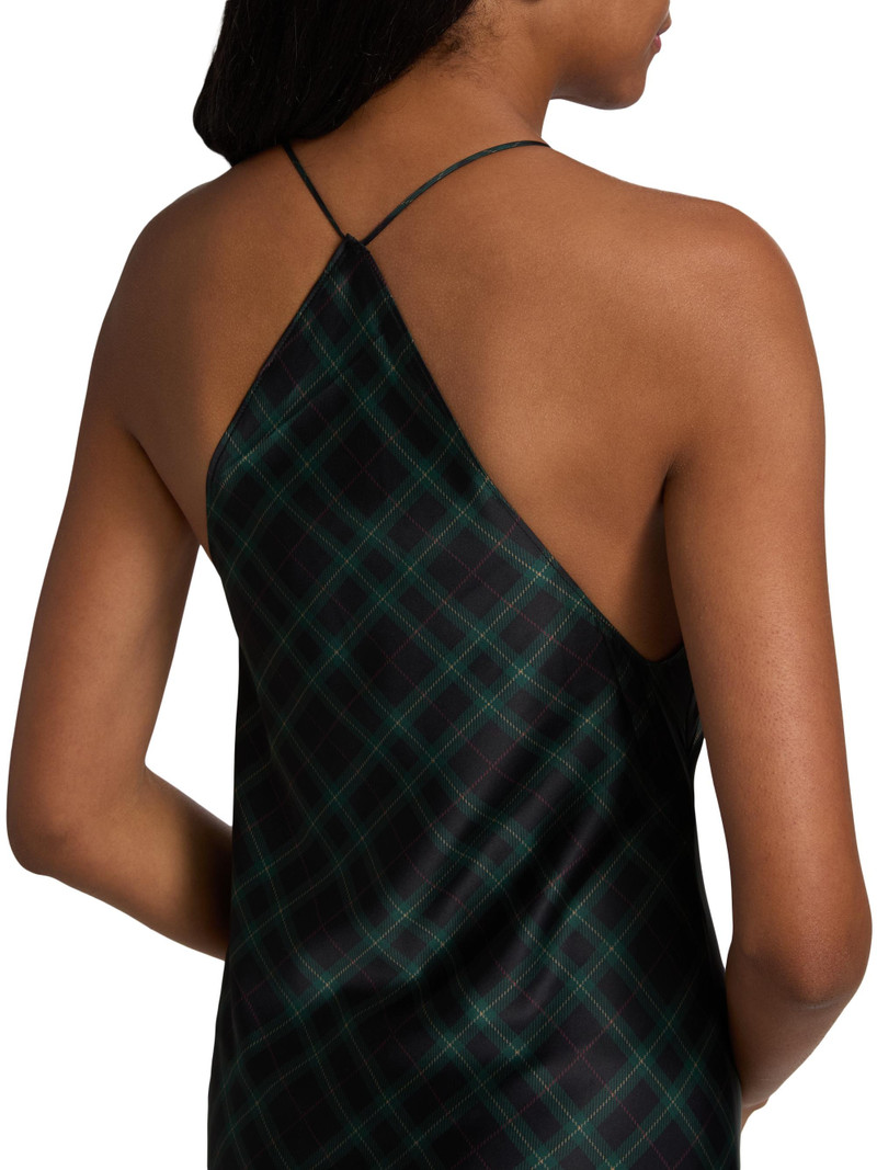 Women's Bethanne Plaid V-Neck Slip Gown - Navy Green Plaid 6