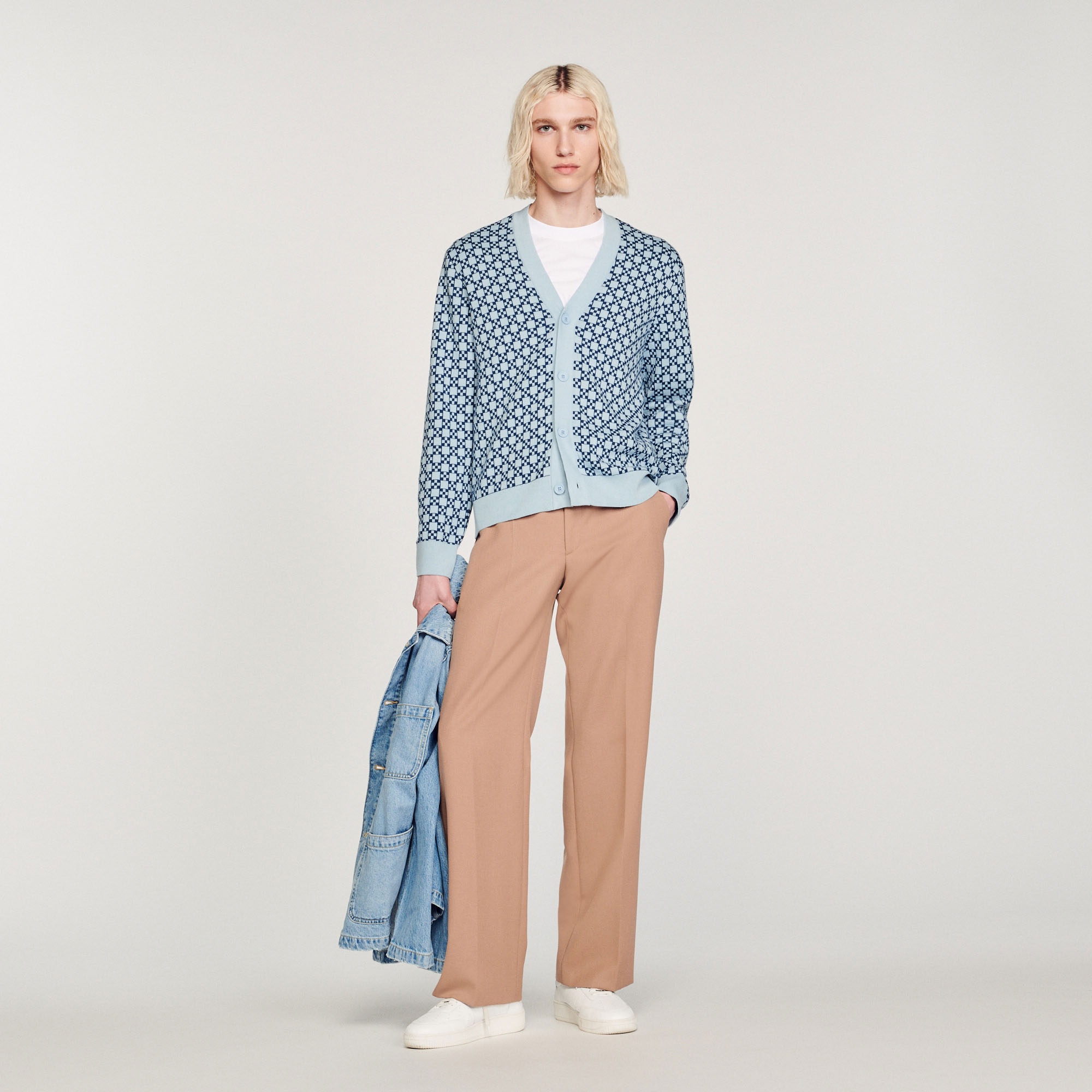 Square Cross jacquard cardigan - 1