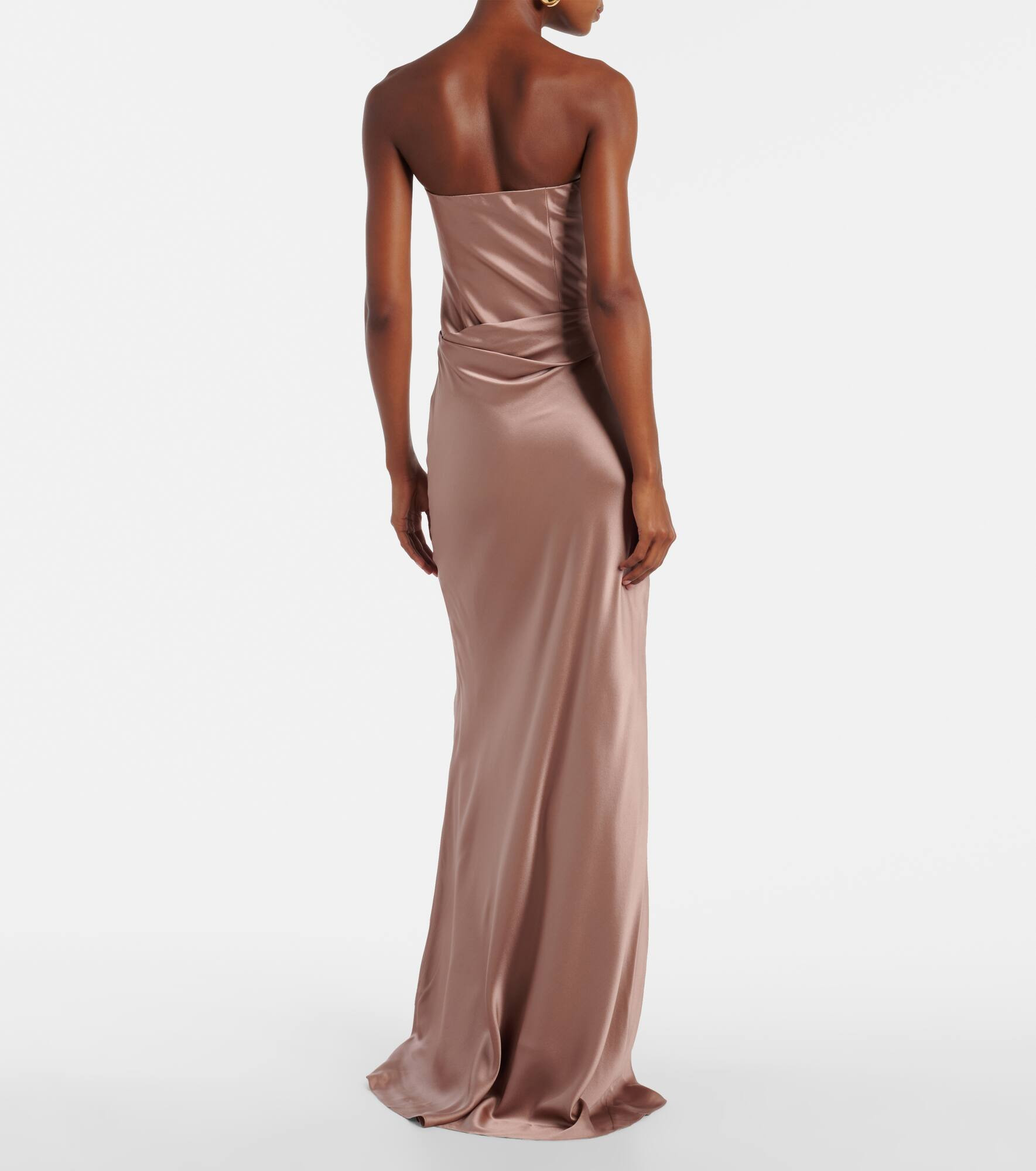 Ruched strapless silk satin corset dress - 3