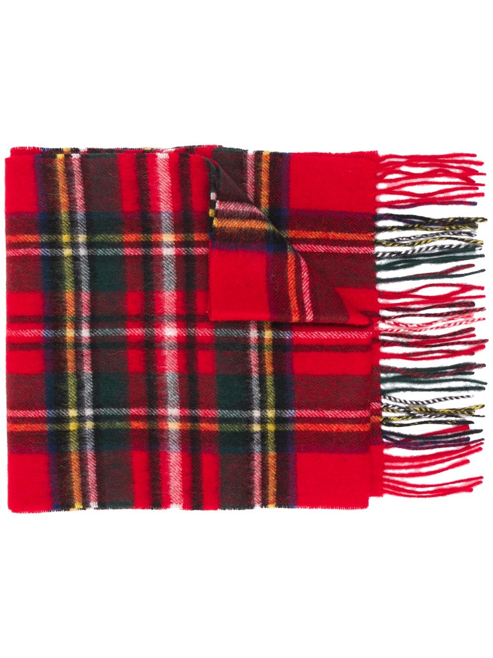 tartan-check wool scarf - 1