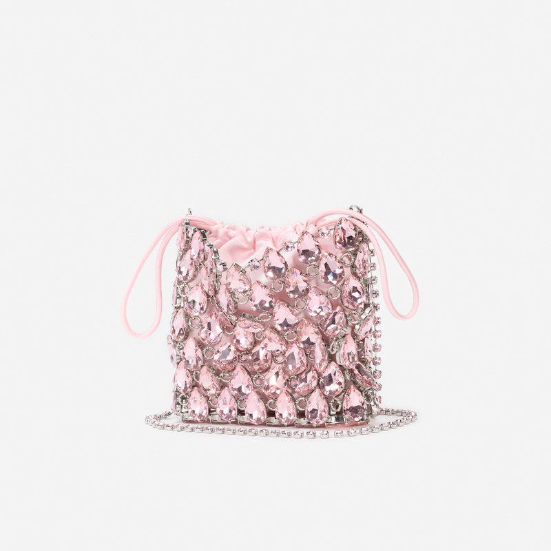 self-portrait Pink Crystal Chainmail Mini Bag outlook