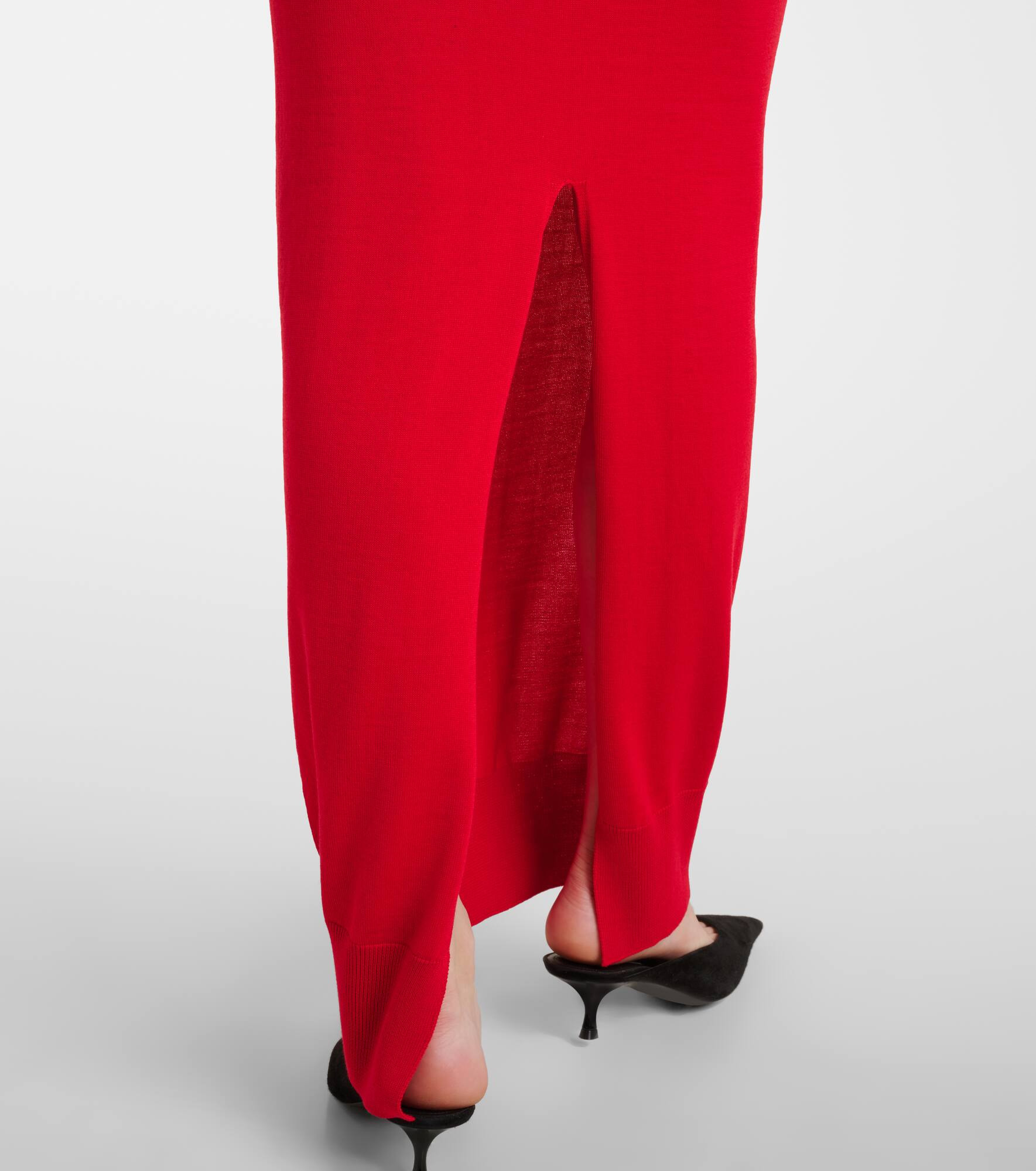 Off-shoulder virgin wool maxi dress - 6