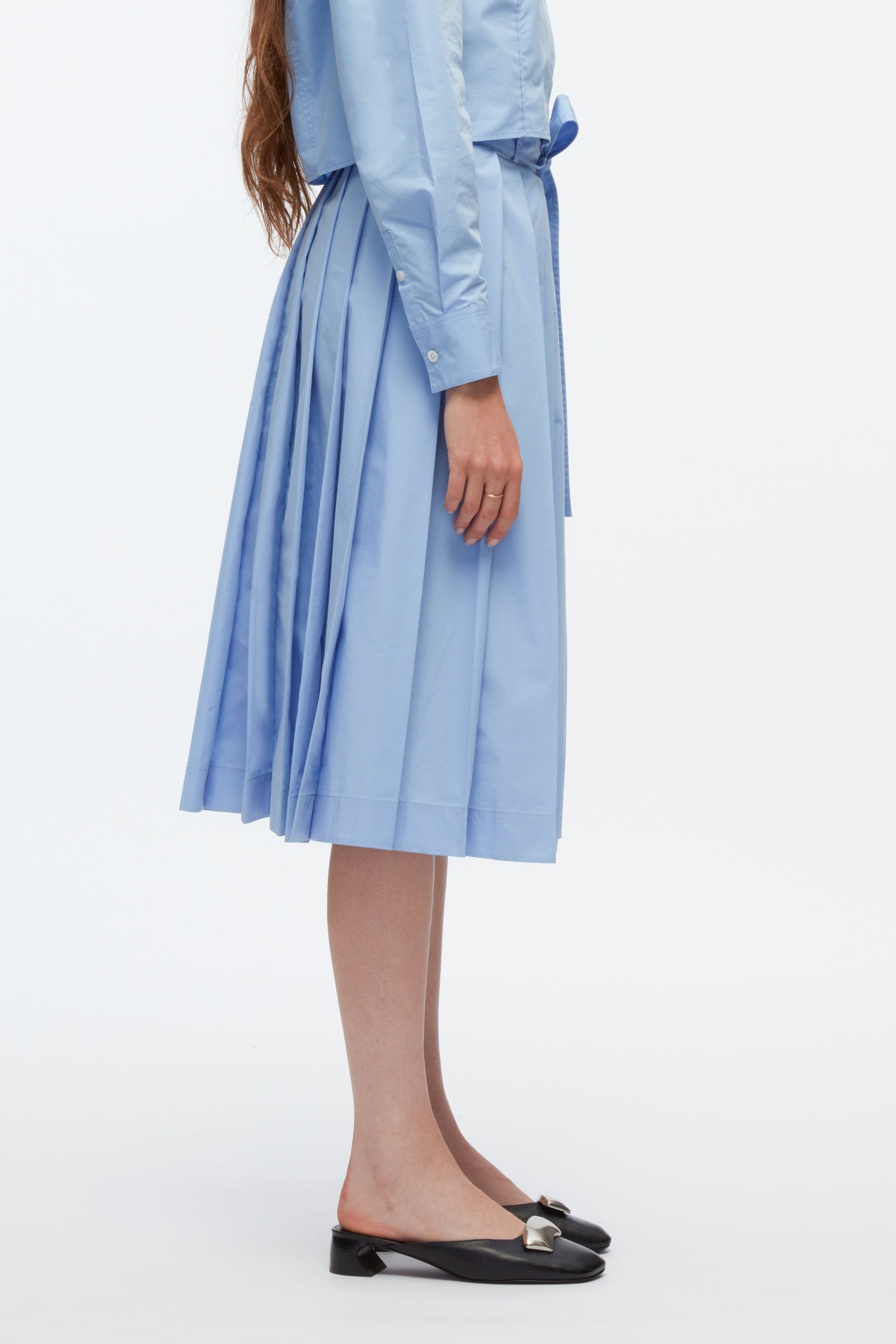 Knife Pleat Belted Skirt - 3