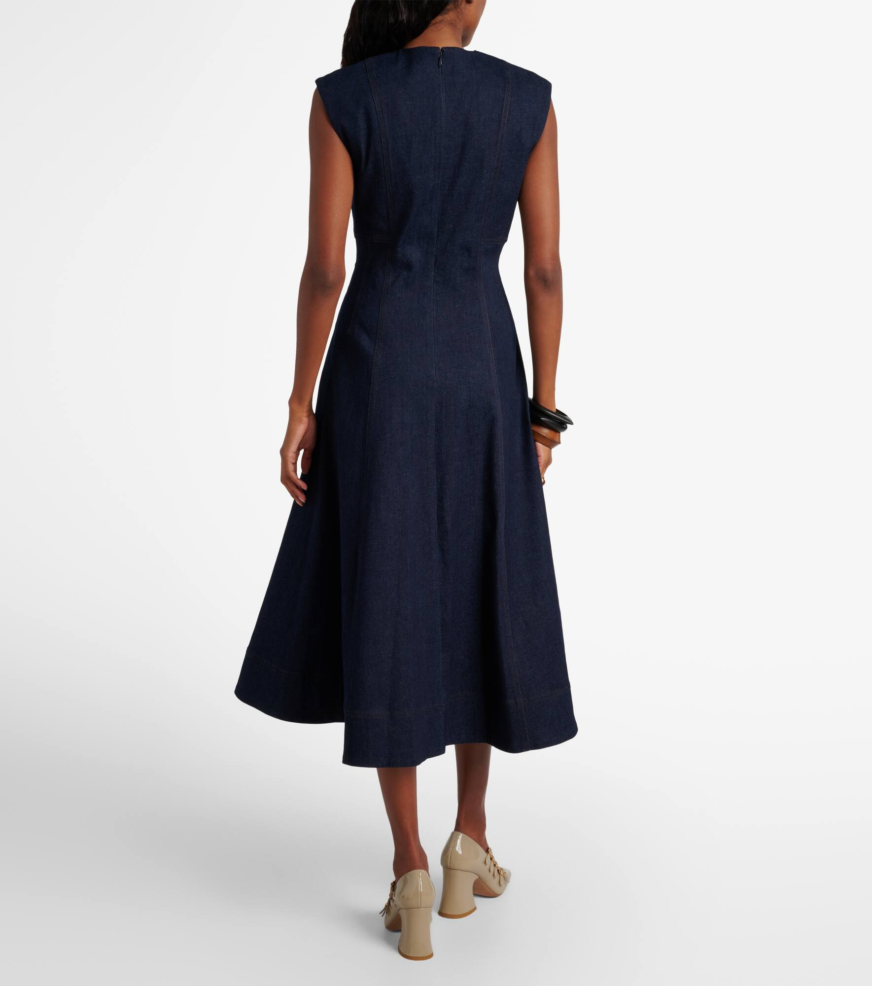 Dulce cotton-blend denim midi dress - 3