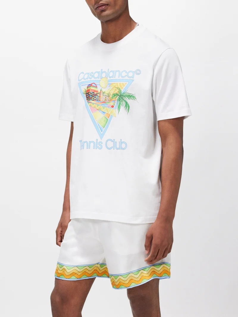 Cubism tennis club-print cotton T-shirt - 1