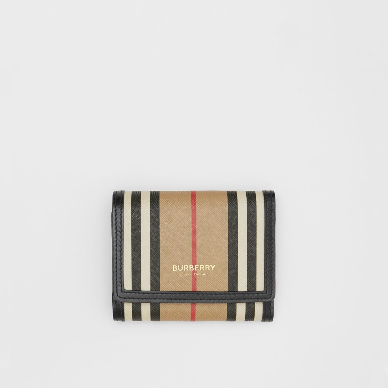 Small Icon Stripe E-canvas Folding Wallet - 1