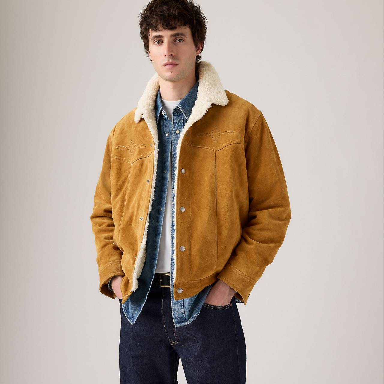 WESTERN SUEDE SHERPA TUCKER JACKET - 3