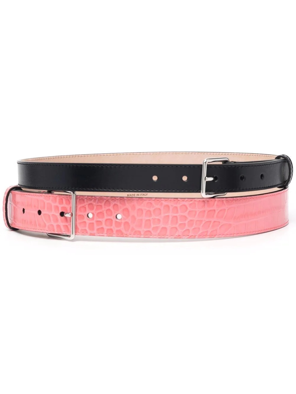 double leather buckle belt - 1