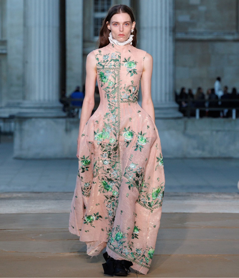 EMBROIDERED ORGANZA DRAPED MIDI DRESS 3