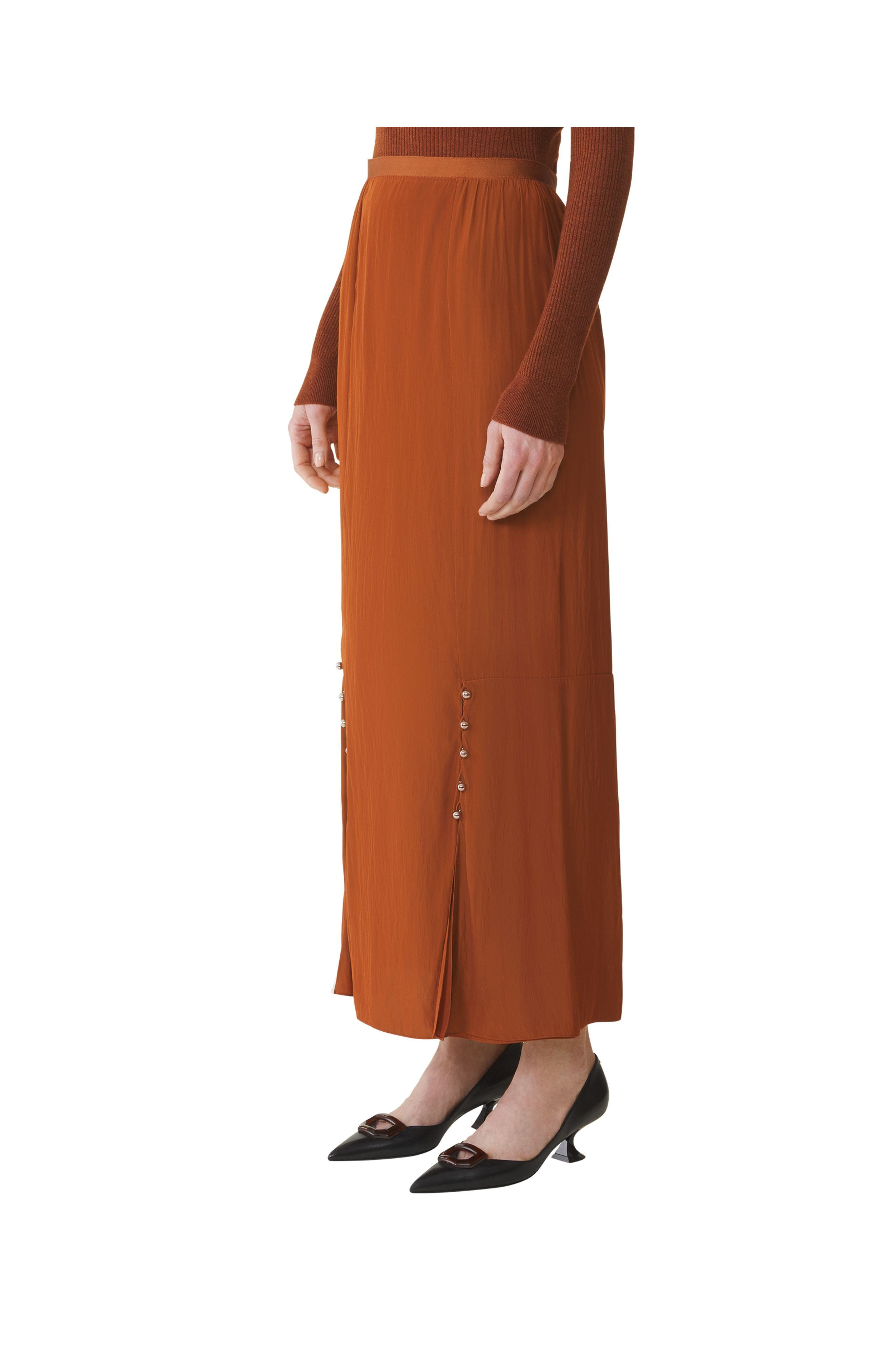Lanvin Midi Skirt In Charmeuse in Chestnuts at Nordstrom - 3