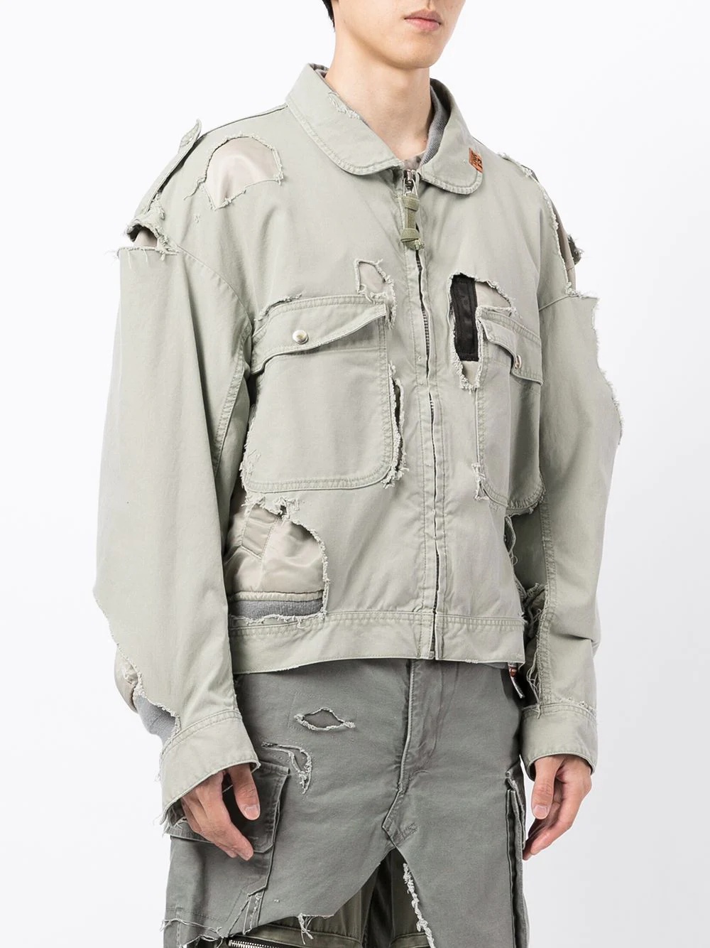 distressed cotton cargo jacket - 3