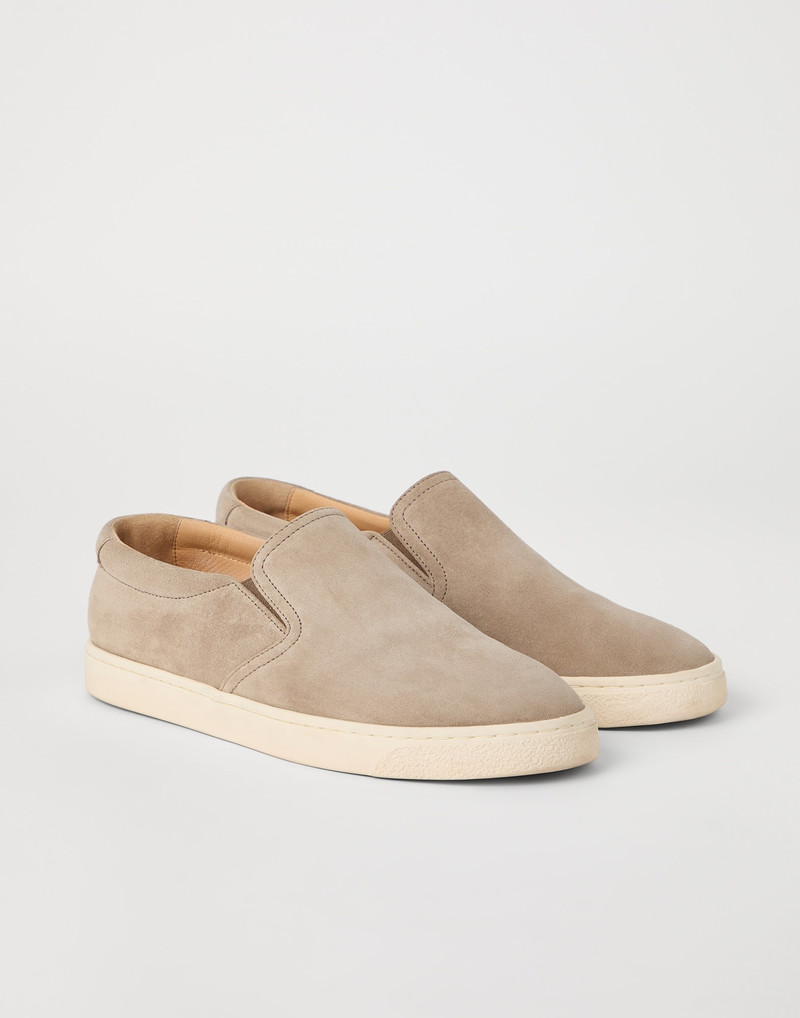Washed suede slip-ons 1