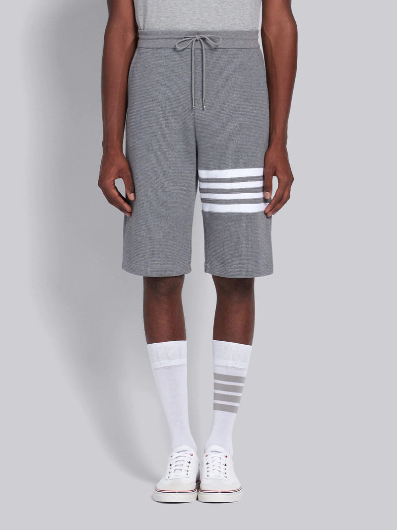 Medium Grey Waffle 4-Bar Stripe Sweatshorts 1