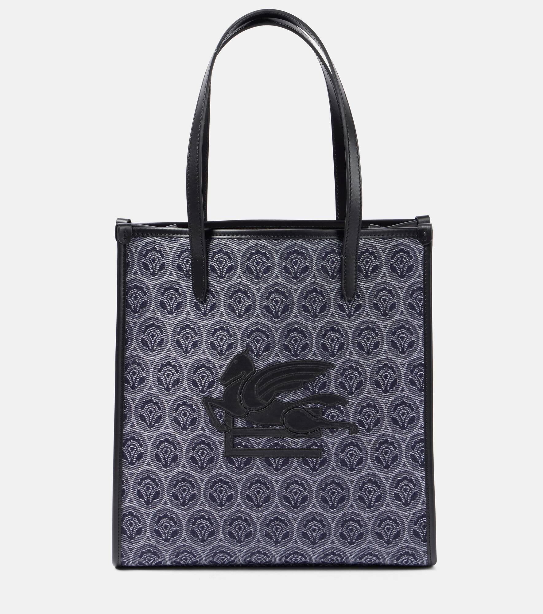 Love Trotter Medium denim jacquard tote bag - 1