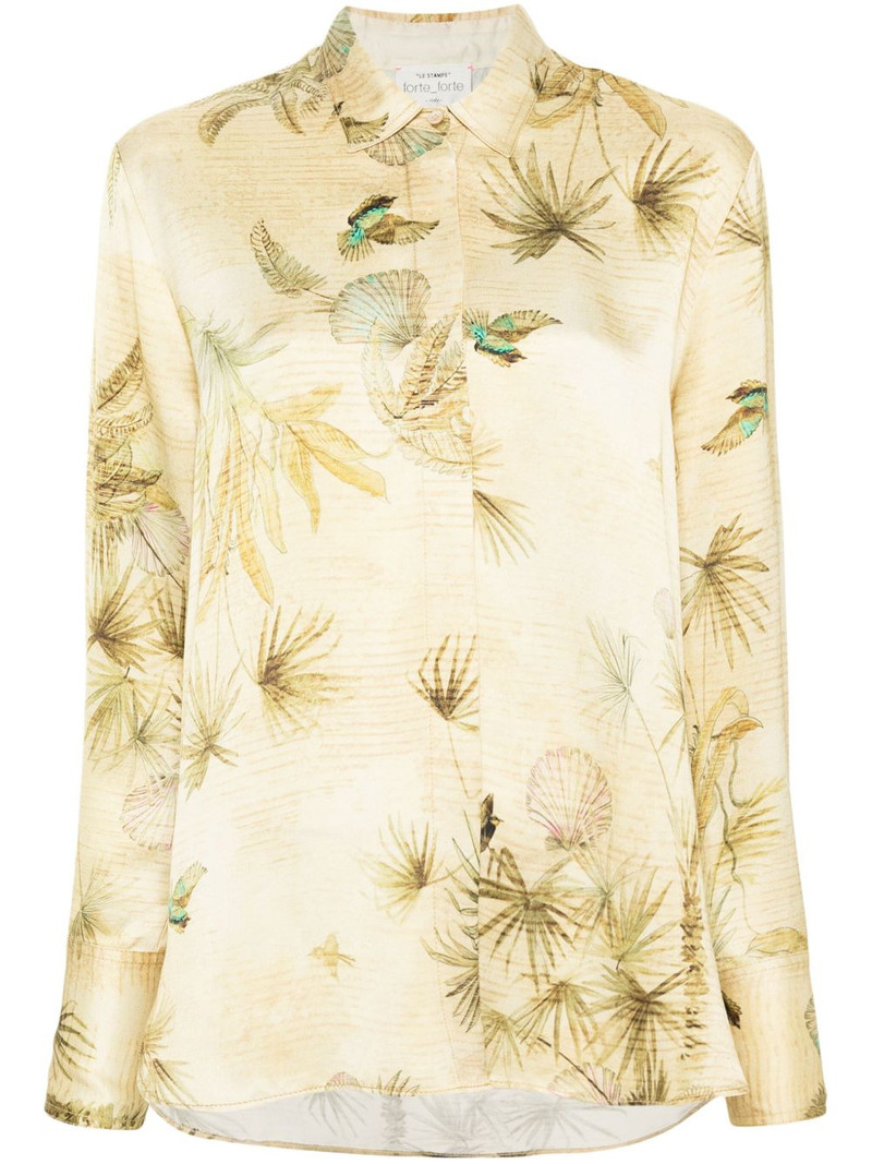 botanical-print satin shirt 1