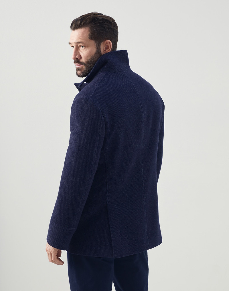 Brunello Cucinelli Wool and cashmere diagonal double cloth pea coat with metal buttons outlook