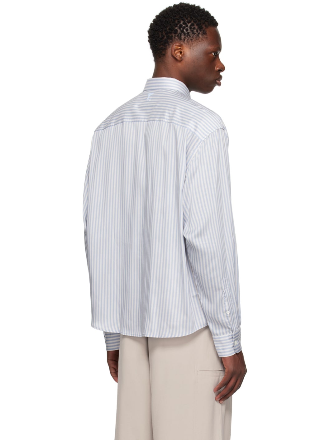 Off-White & Blue Boxy Shirt - 3
