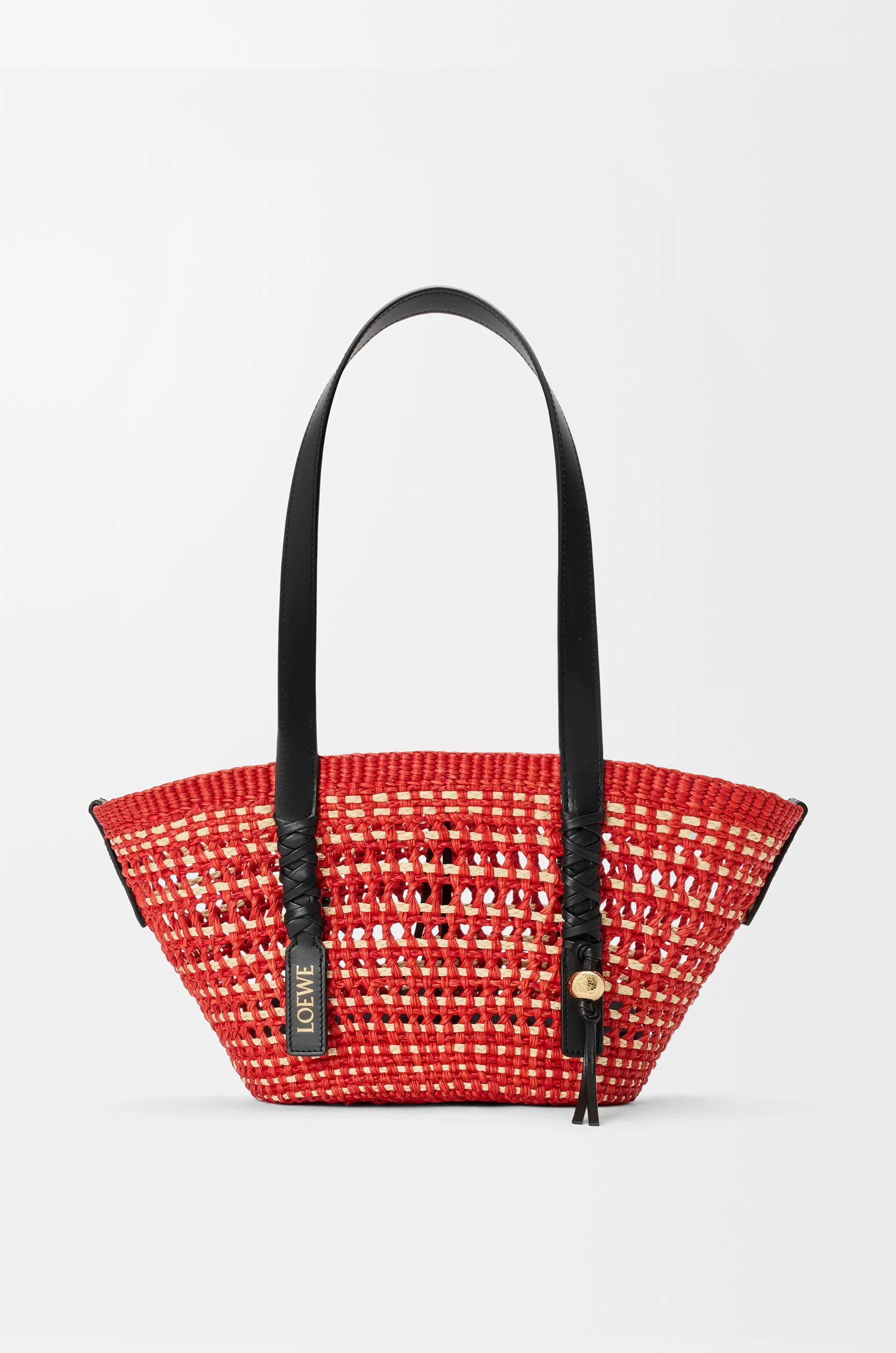 Small Braid basket in iraca palm and calfskin - 1