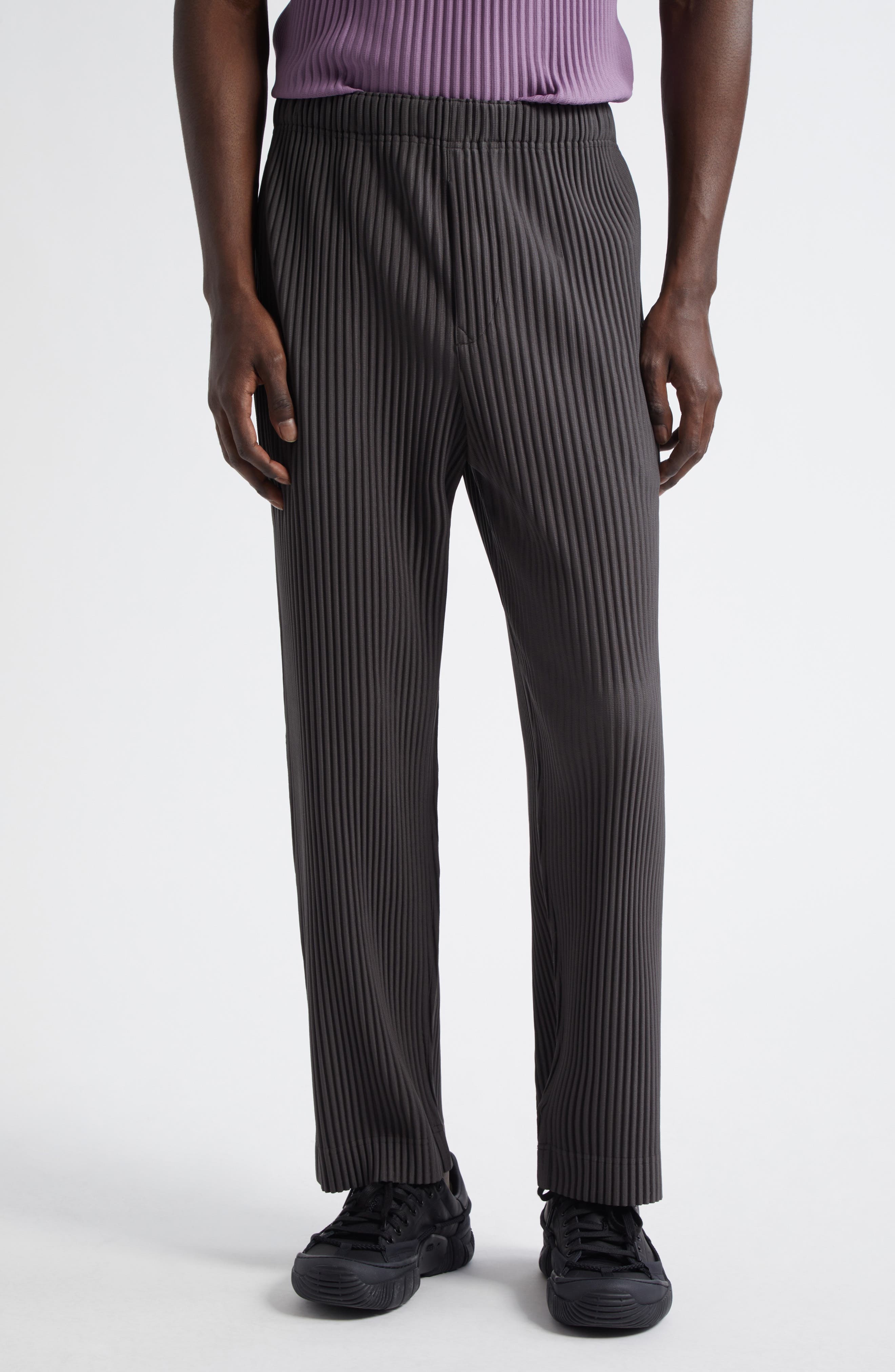 Homme Plissé Issey Miyake Monthly Colors March Pleated Straight Leg Pants in Charcoal Gray at Nordst - 1