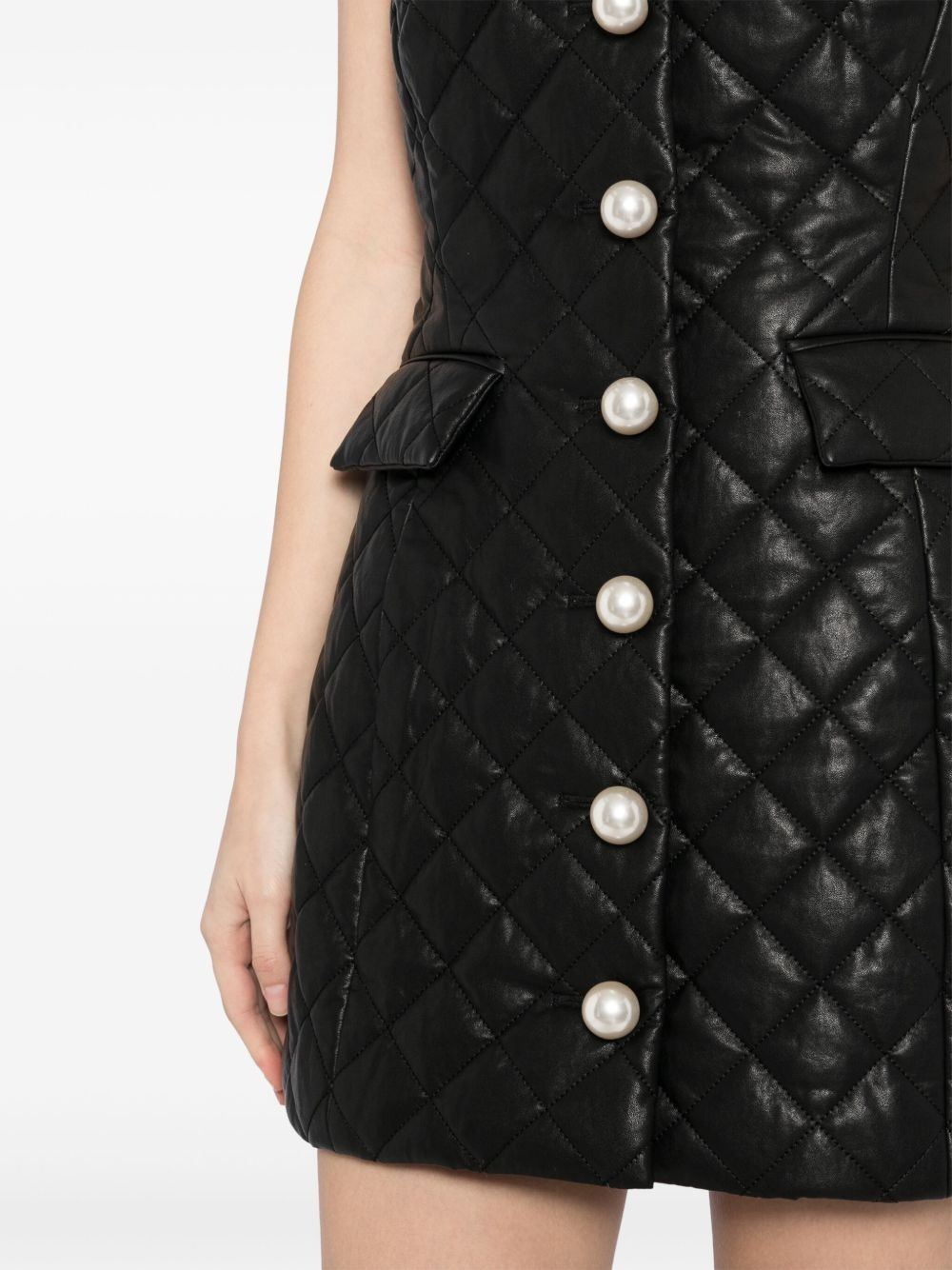 pearl button quilted dress - 5