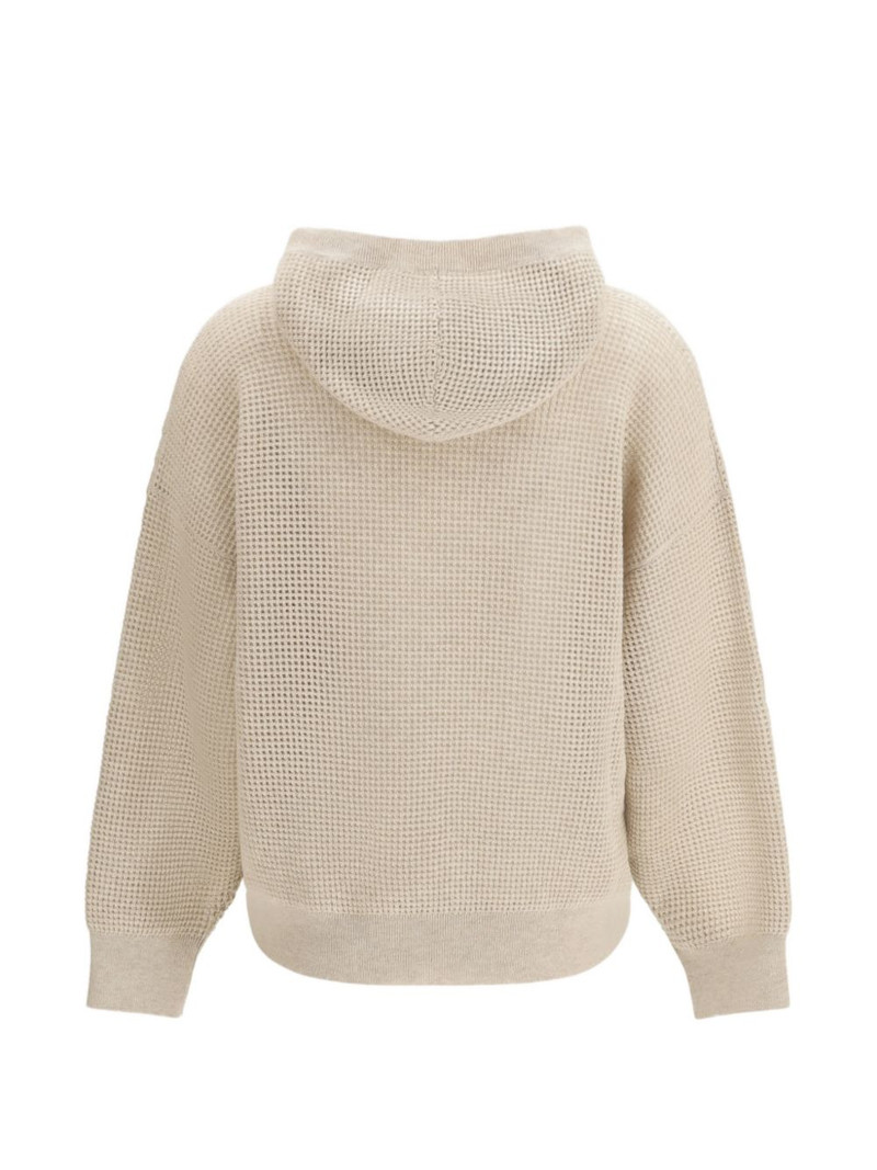 Brunello Cucinelli waffle-knit hoodie outlook