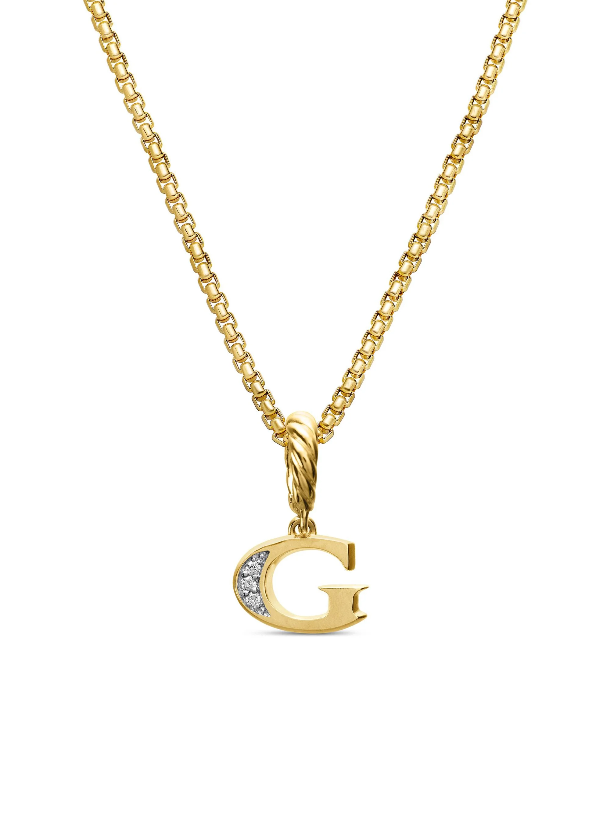 Women's Pavé Initial Pendant in 18K Yellow Gold - Initial G - 1